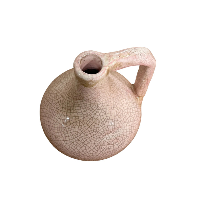 Small Handled Rustic Pink Vase