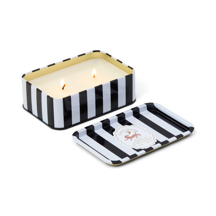 A Dopo Tiger Printed Tin Candle in Black Cedar & Fig