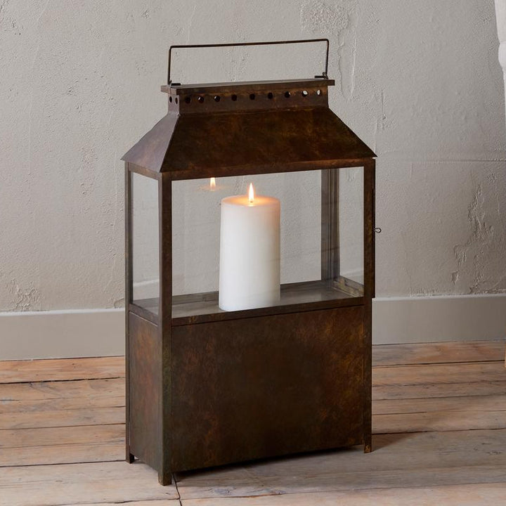 Akoko Wide Lantern Large in Brown Patina