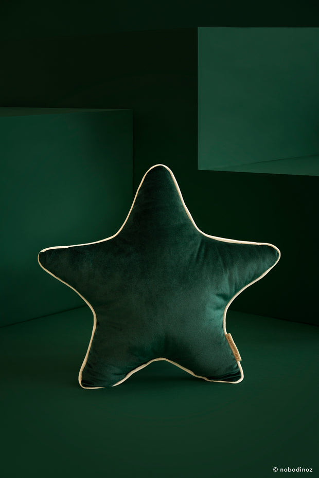 Velvet Aristote Star Cushion in Jungle Green by Nobodinoz