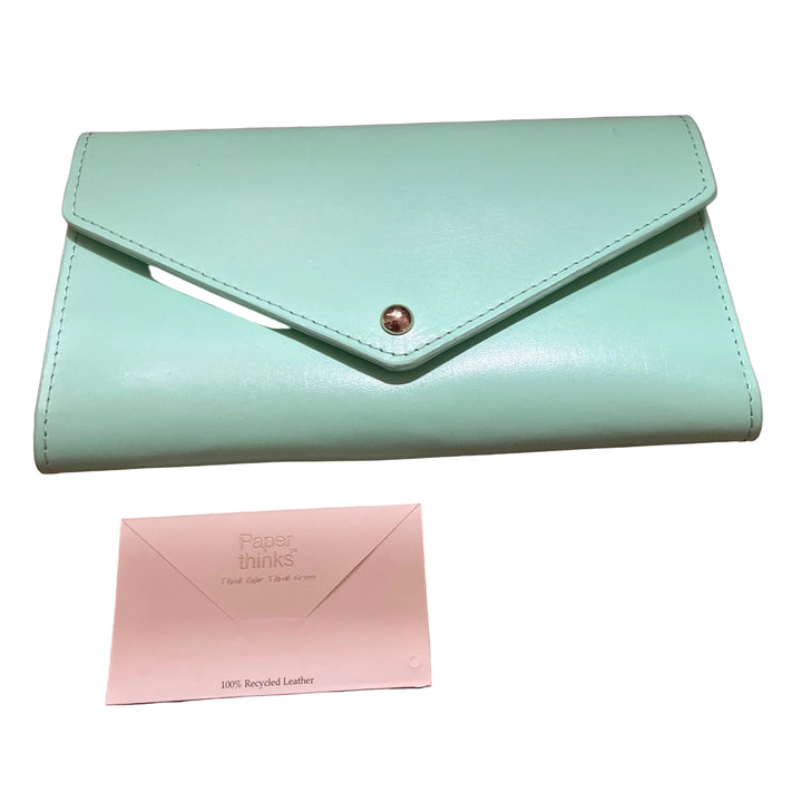 Light Green Leather Travel Envelope Purse