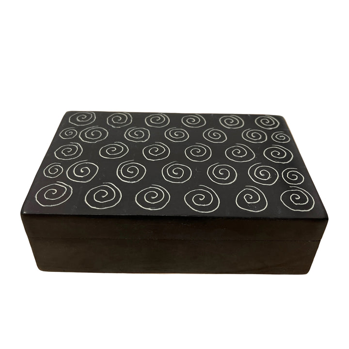 Rectangular Box Carved Black Soap Stone
