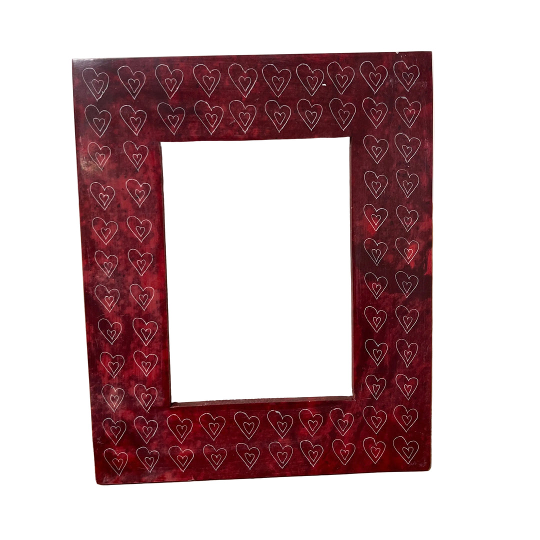 Hand Made Heart Photo Frame 5X7 Red