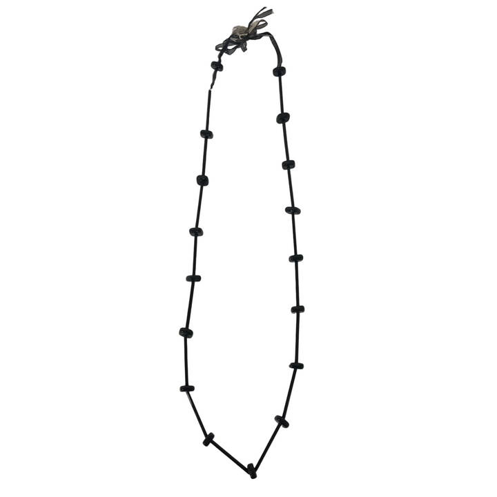 Handmade Long Beaded Necklace Black