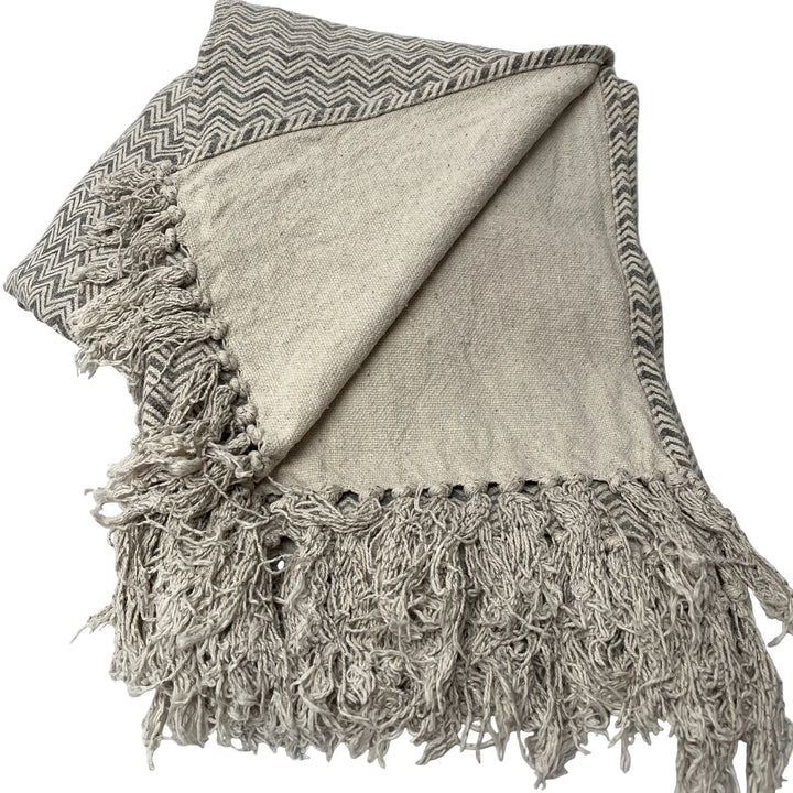 Geometric 100% Cotton Tassel Throw
