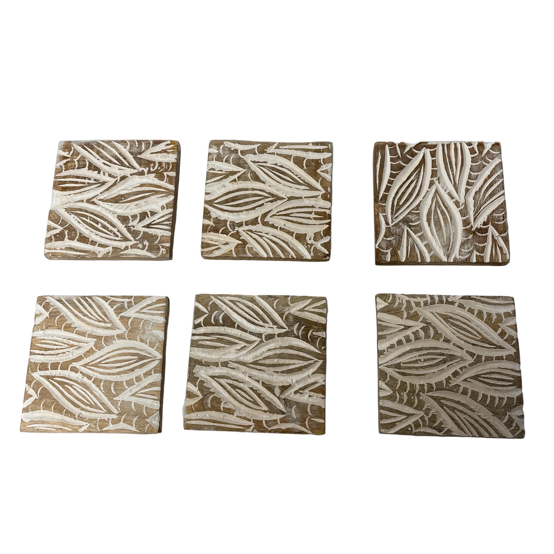 Set of 6 Wooden Coasters Petals