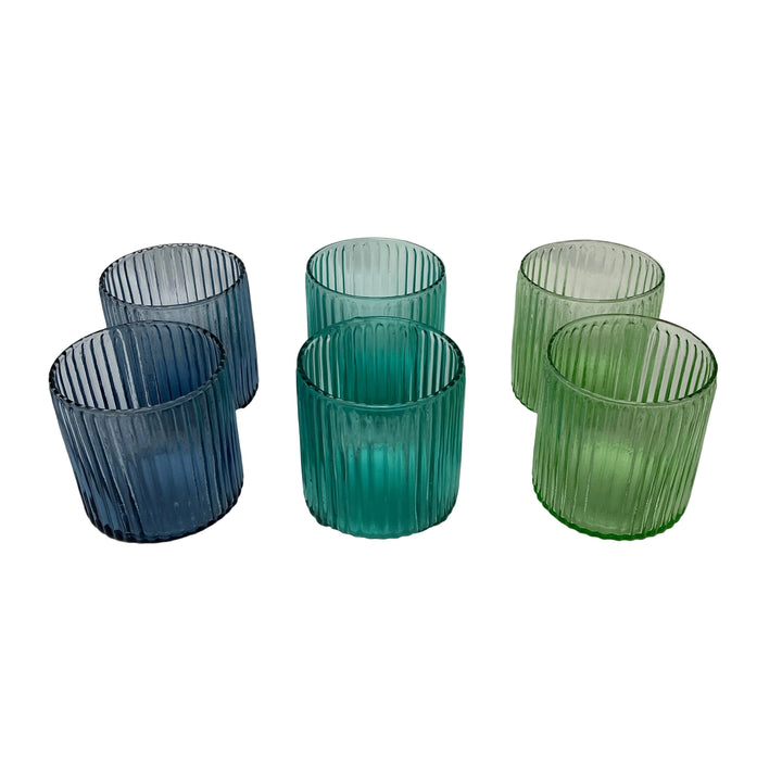 Set Of 6 Multicoloured Glass Whiskey Tumblers