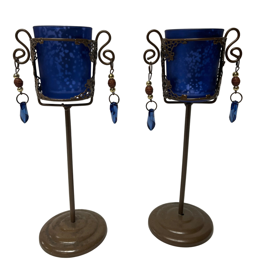 Set Of 2 Tea Light Metal Candlestick