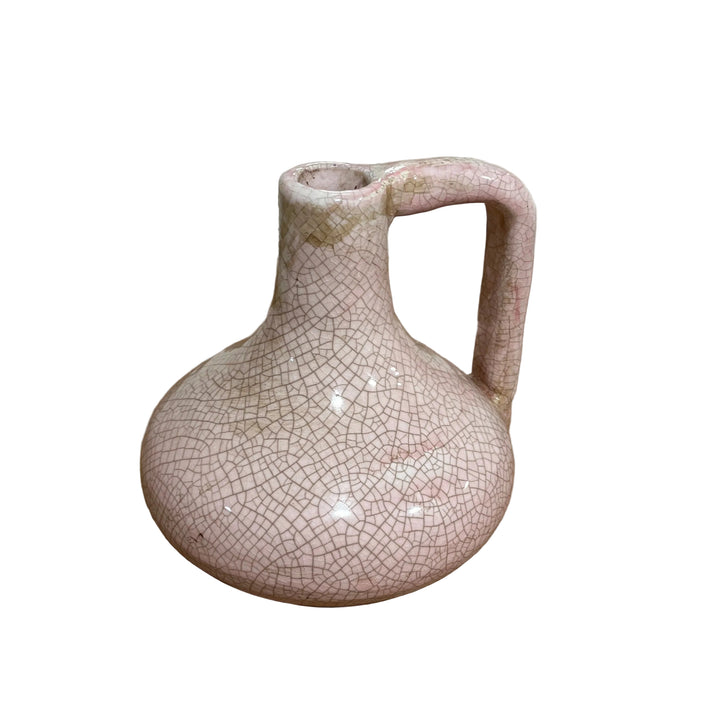 Small Handled Rustic Pink Vase