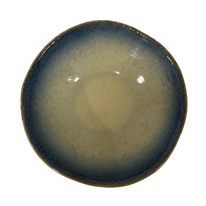 Set of 4 Small Shallow Bowls Blue Ivory
