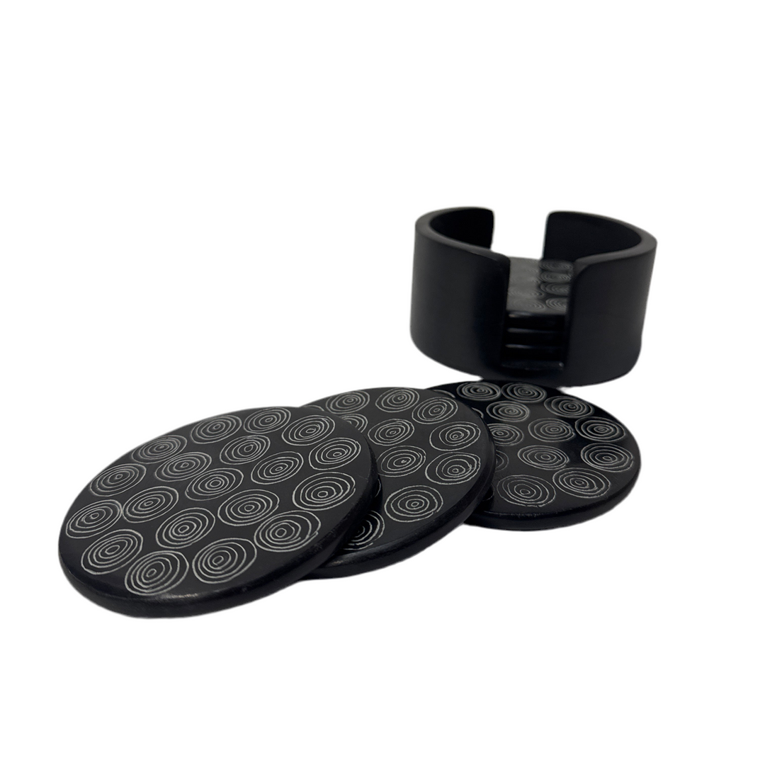 Set of 6 Circle Carved Coasters