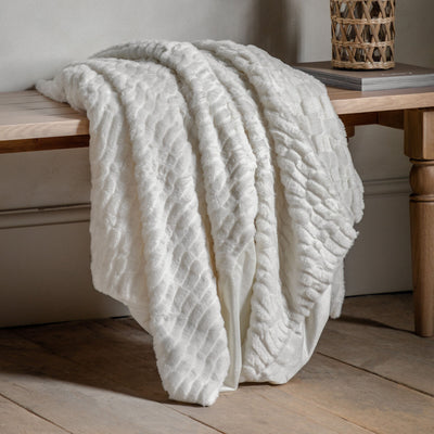 Textured Rabbit Faux Fur Throw