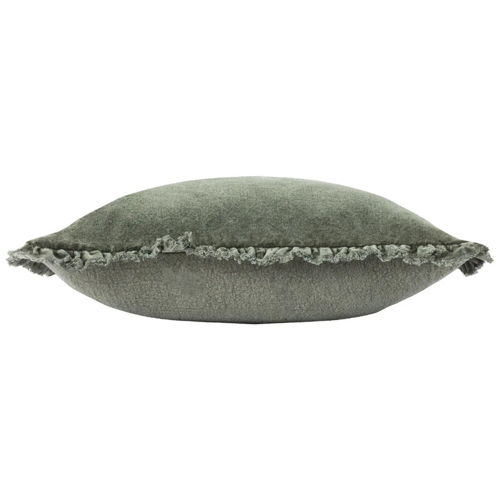 Bertie Feather Filled Velvet Cushion in Moss