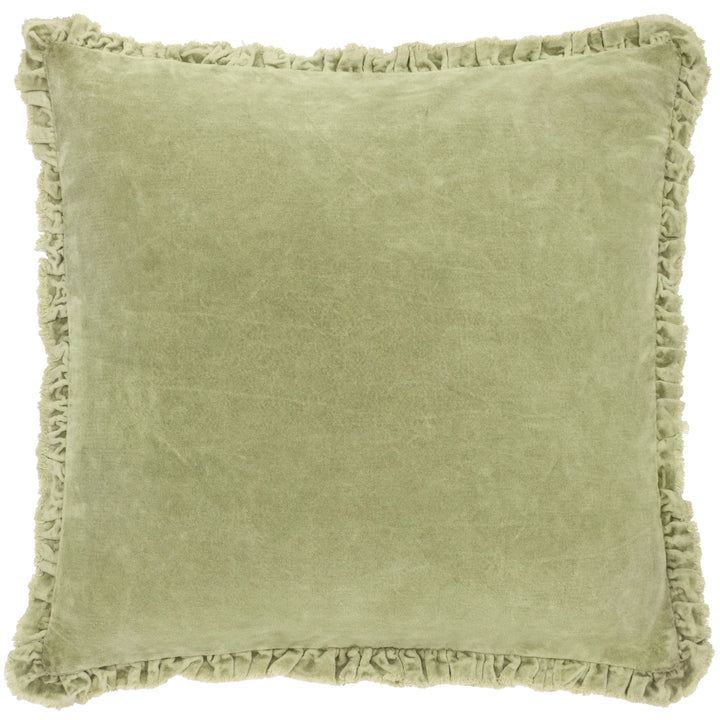Bertie Feather Filled Velvet Cushion in Sage