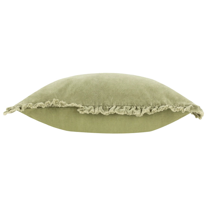 Bertie Feather Filled Velvet Cushion in Sage