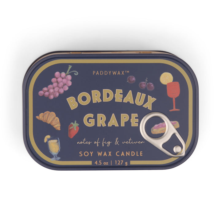 Bistro Grapes Printed Tin Candle In Bordeaux Grape