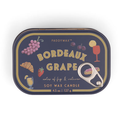 Bistro Grapes Printed Tin Candle In Bordeaux Grape