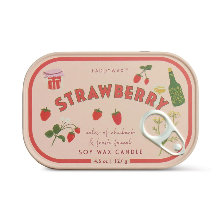 Bistro Strawberry Printed Tin Candle
