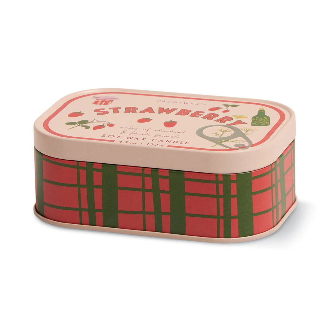 Bistro Strawberry Printed Tin Candle