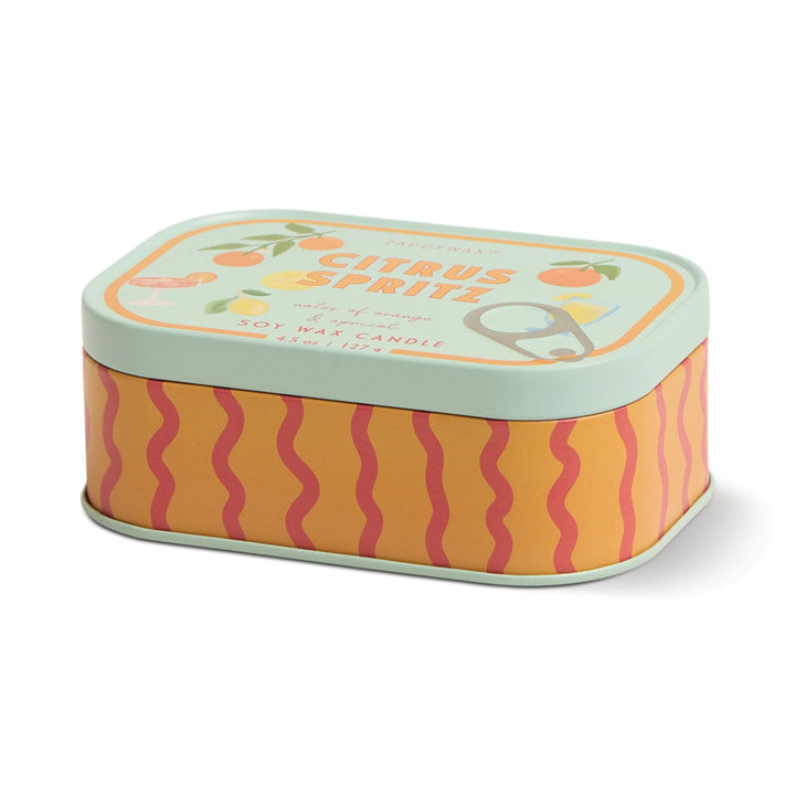 Bistro Orange Printed Tin Candle