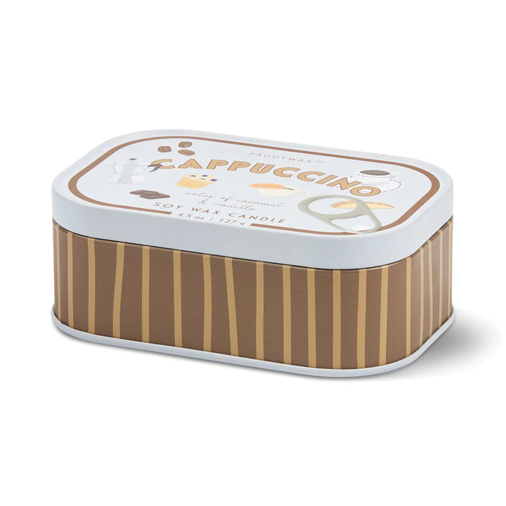 Bistro Cappuccino Printed Tin Candle in Chocolate & Cherry