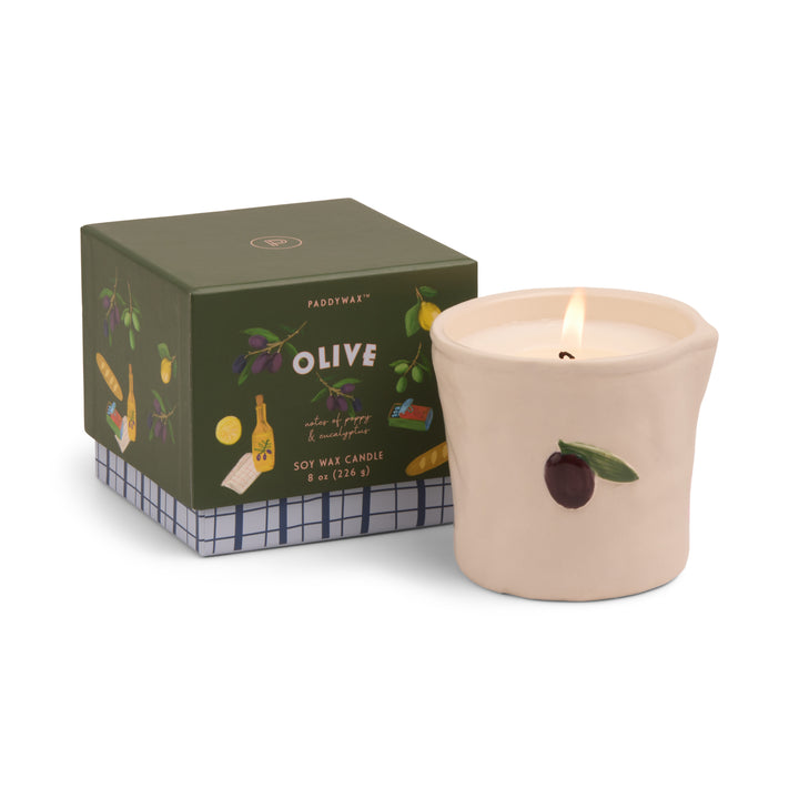 Bistro Olive Embossed Ceramic Candle Fig Olive