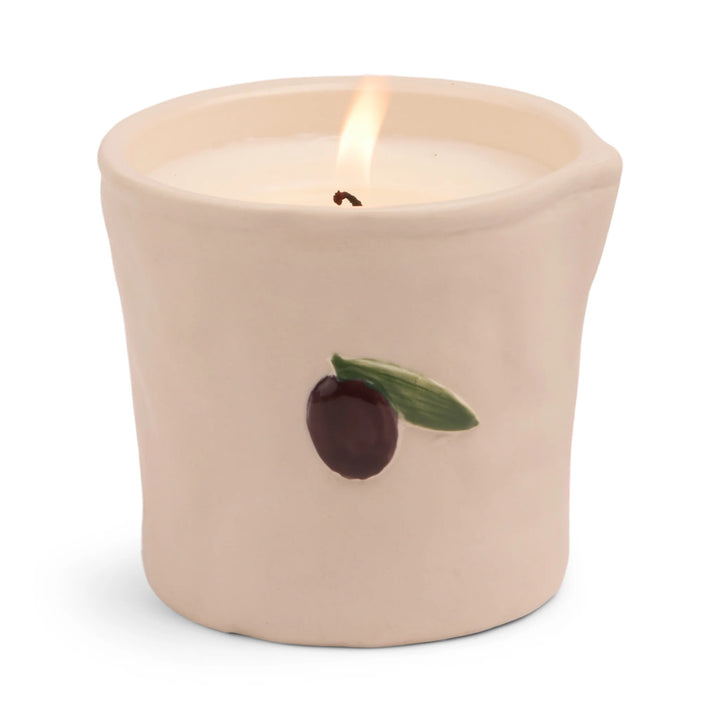 Bistro Olive Embossed Ceramic Candle Fig Olive