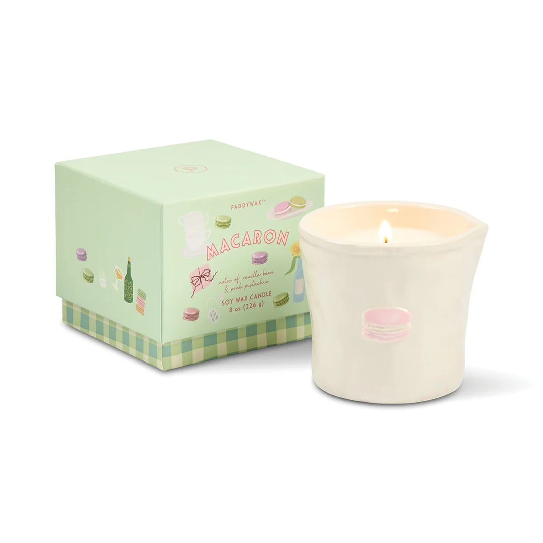Bistro Macaron Ceramic Candle Amber & Pistachio