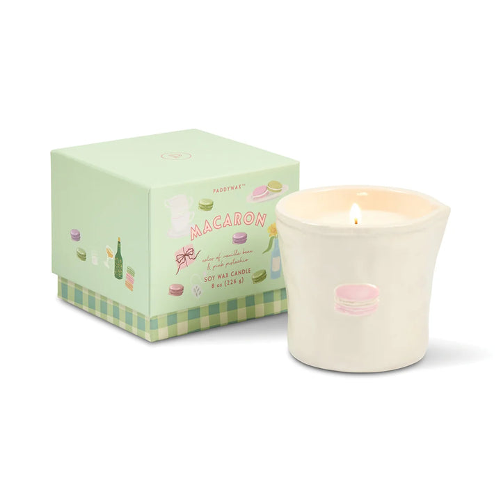 Bistro Macaron Ceramic Candle Amber & Pistachio