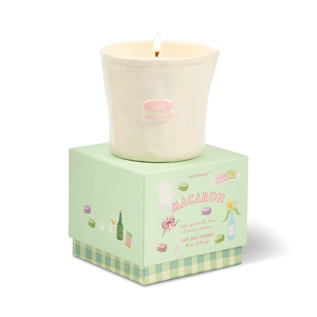 Bistro Macaron Ceramic Candle Amber & Pistachio