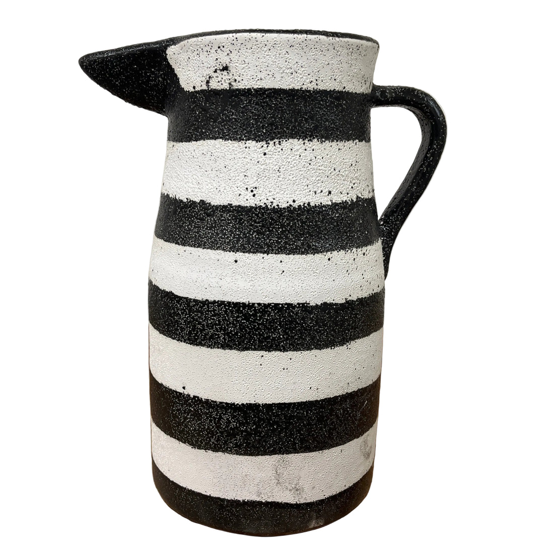 Large Tall Terracotta Striped Speckled Pitcher