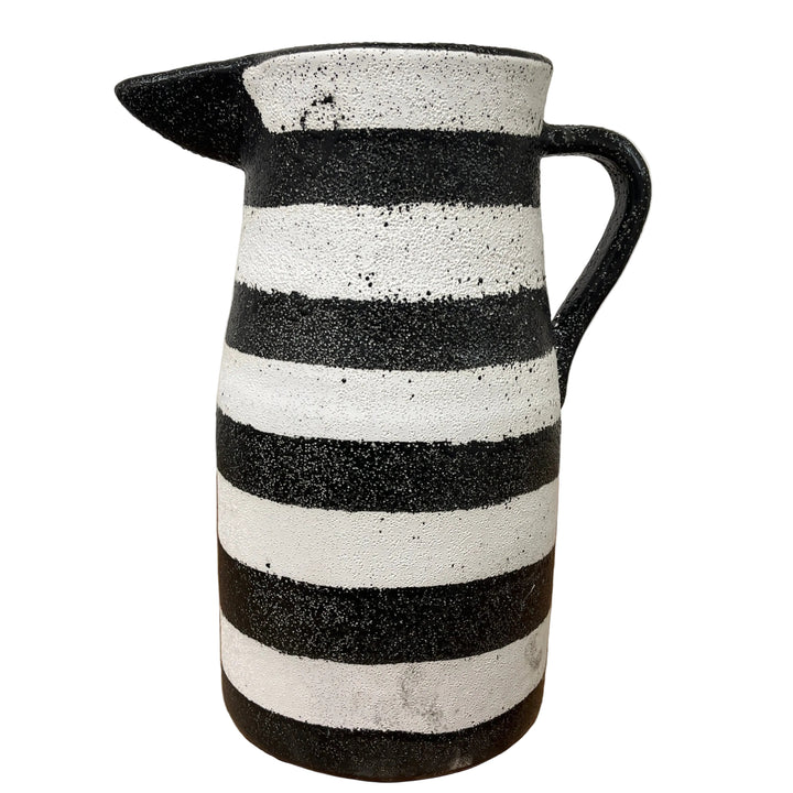 Large Tall Terracotta Striped Speckled Pitcher