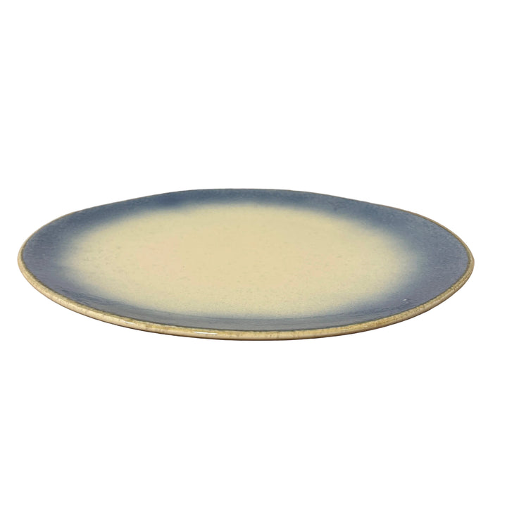 Large Round Platter Plate Blue Ivory