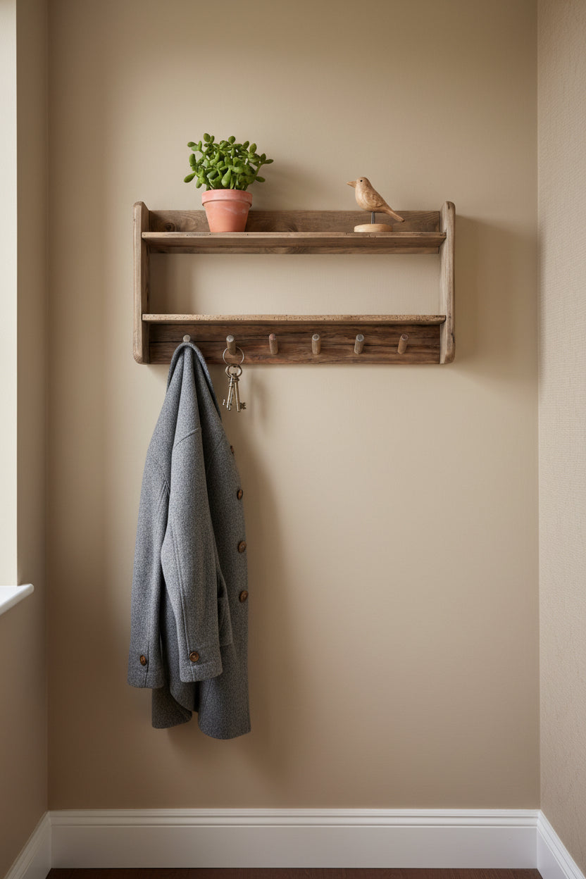 Two Shelf Reclaimed Wooden Wall Tidy