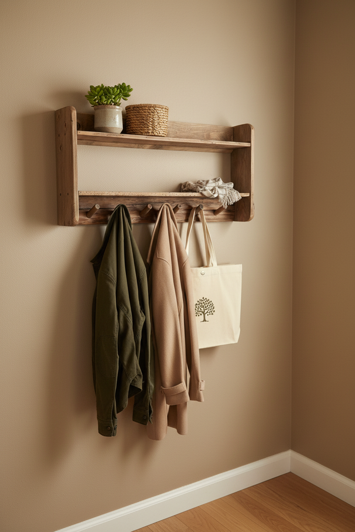 Two Shelf Reclaimed Wooden Wall Tidy