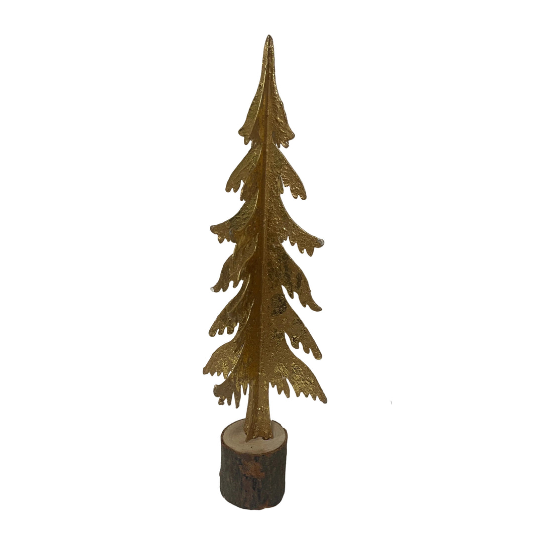 Medium Metal Tree on Log Base Gold