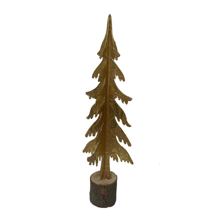 Medium Metal Tree on Log Base Gold