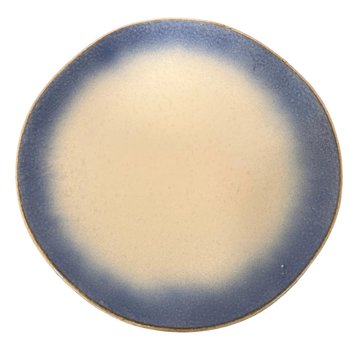Large Round Platter Plate Blue Ivory