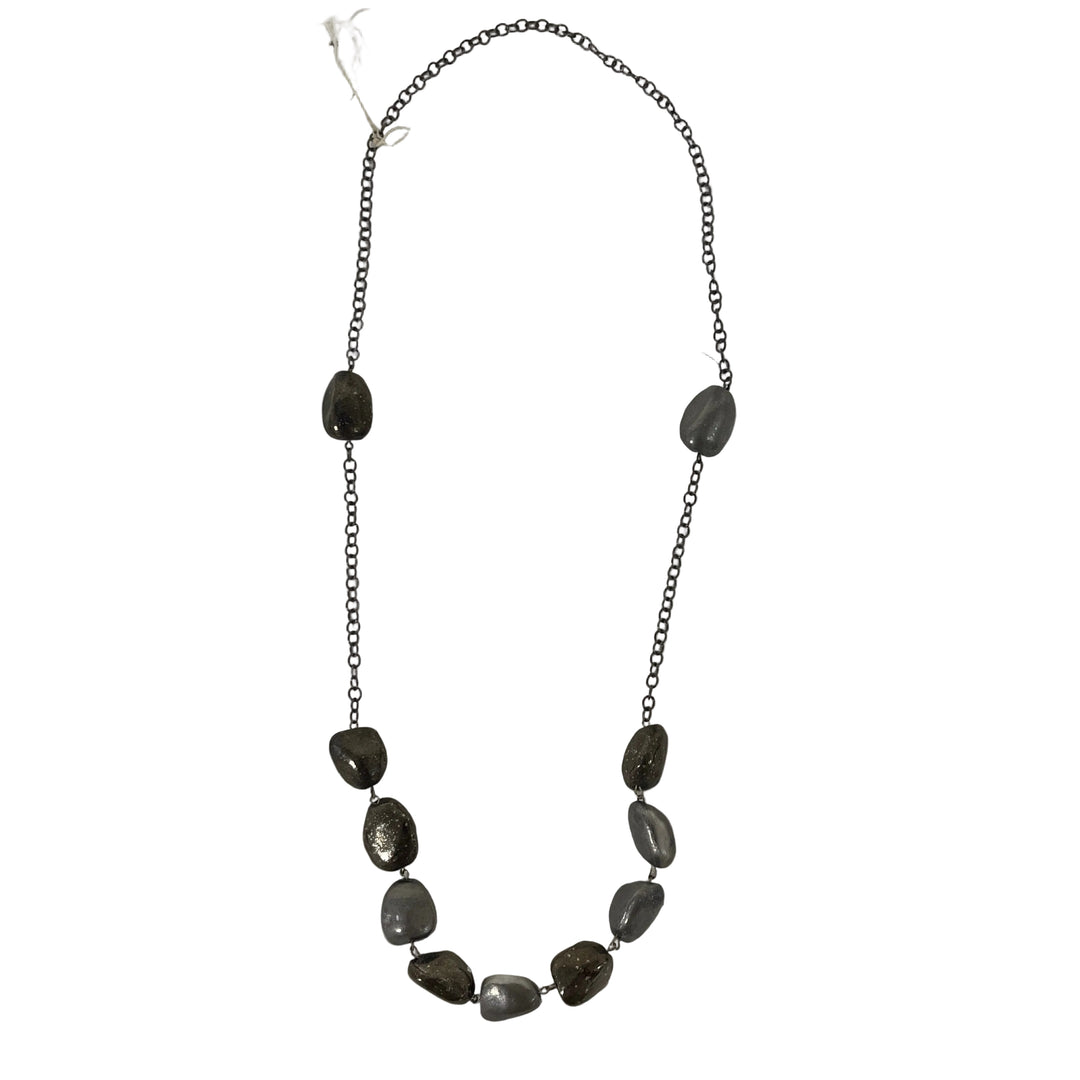 Handmade Metal Beaded Necklace Grey