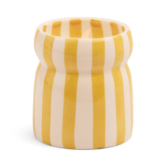 Cabana Ochre Stripped Ceramic Candle Gold Coast