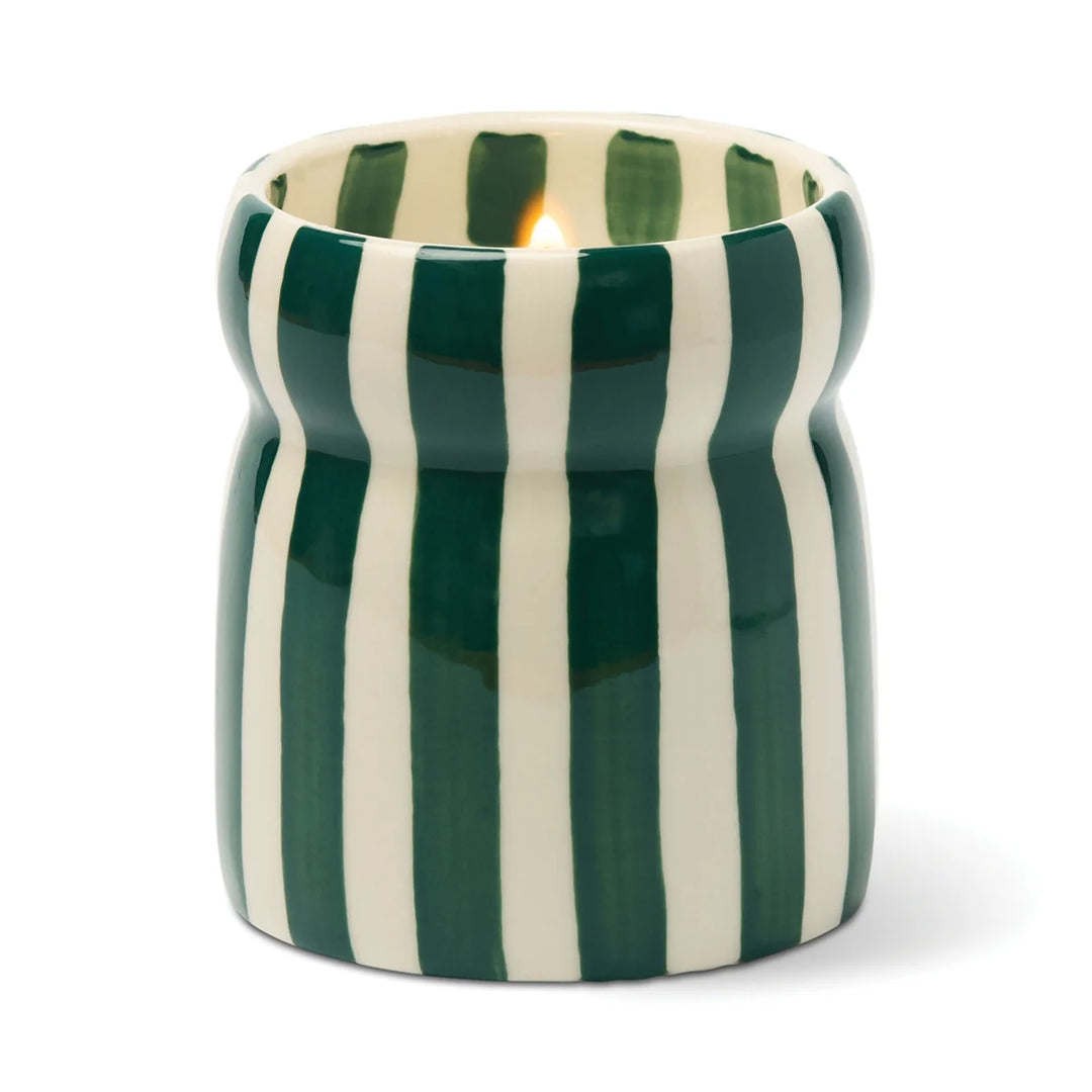 Cabana Teal Striped Ceramic Candle Isla Fresa