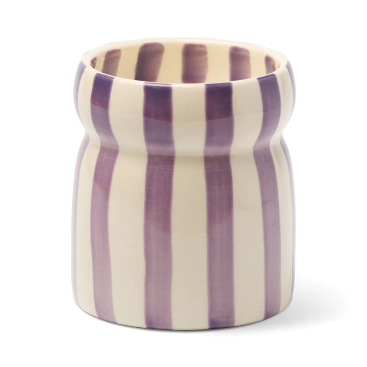 Cabana Teal Striped Ceramic Candle Waikiki Waters