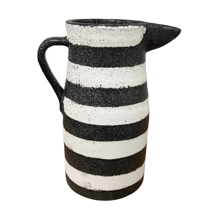 Large Tall Terracotta Striped Speckled Pitcher