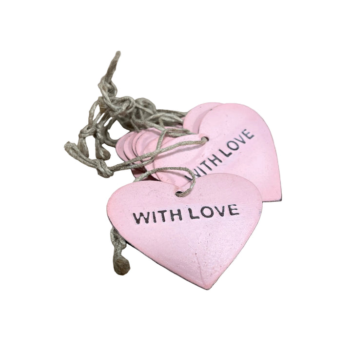 Pack of 10 Baby Pink Metal Heart Gift Tags