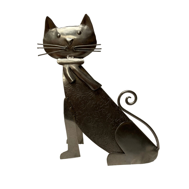 Right Facing Metal Cat Decor