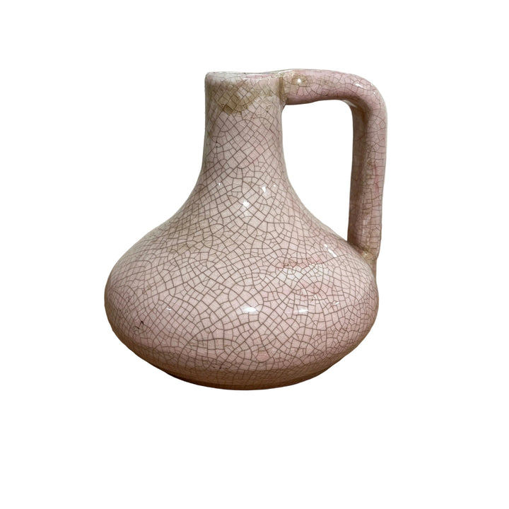 Small Handled Rustic Pink Vase