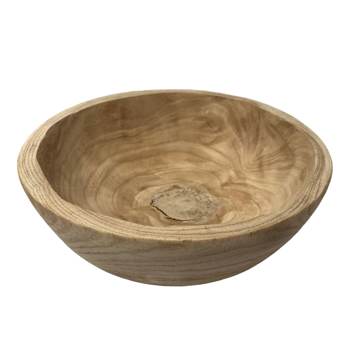 Rustic Wooden Carved Fruit Bowl