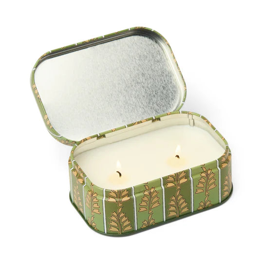 Cherie Printed Tin Candle Green & Khaki - Smoked Pistachio
