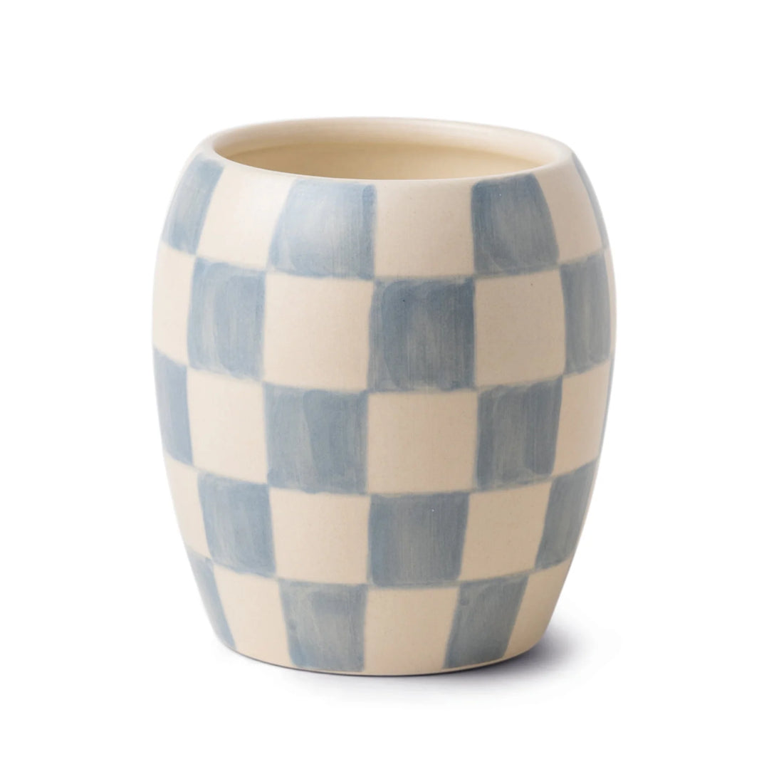 Checkmate Porcelain Candle Cotton & Teak