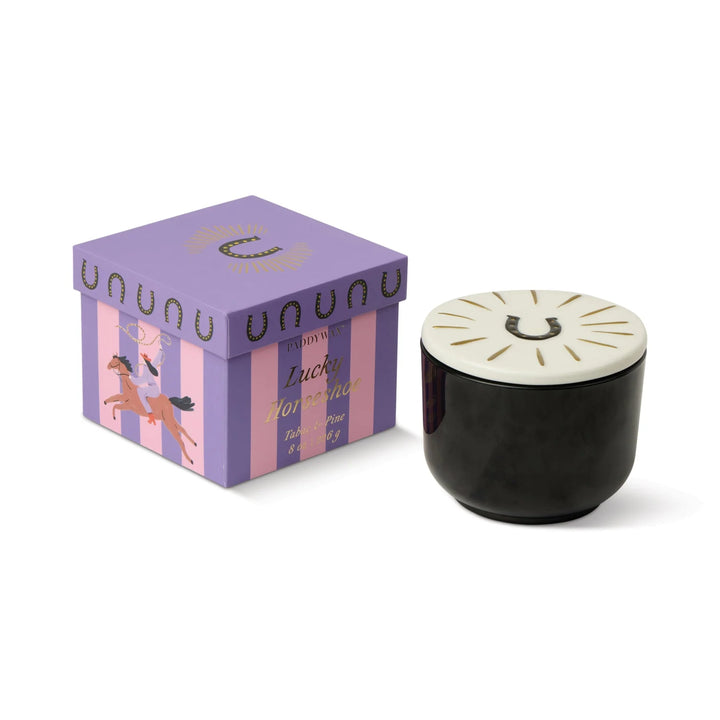 Charmed Candle with Horseshoe Lid in Tabac & Pine